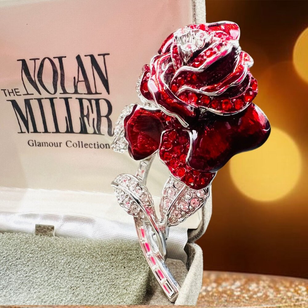 Nolan Miller Vintage Diamond Rose Brooch First Lady NANCY REAGAN Collectible Pin